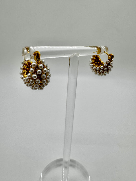 Pearl Encrusted Huggie Hoops